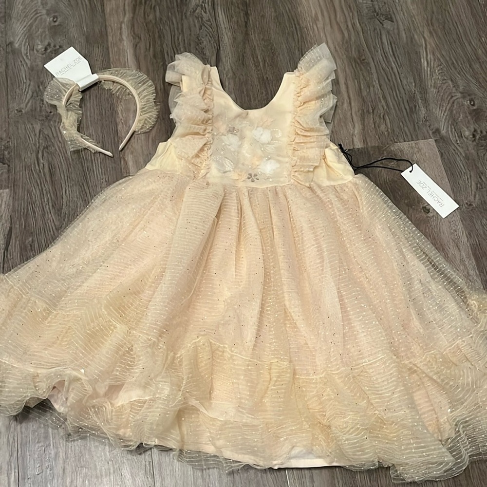 Rachel Zoe Girls Dress With Beautiful Details and Headband Size 5T NWT